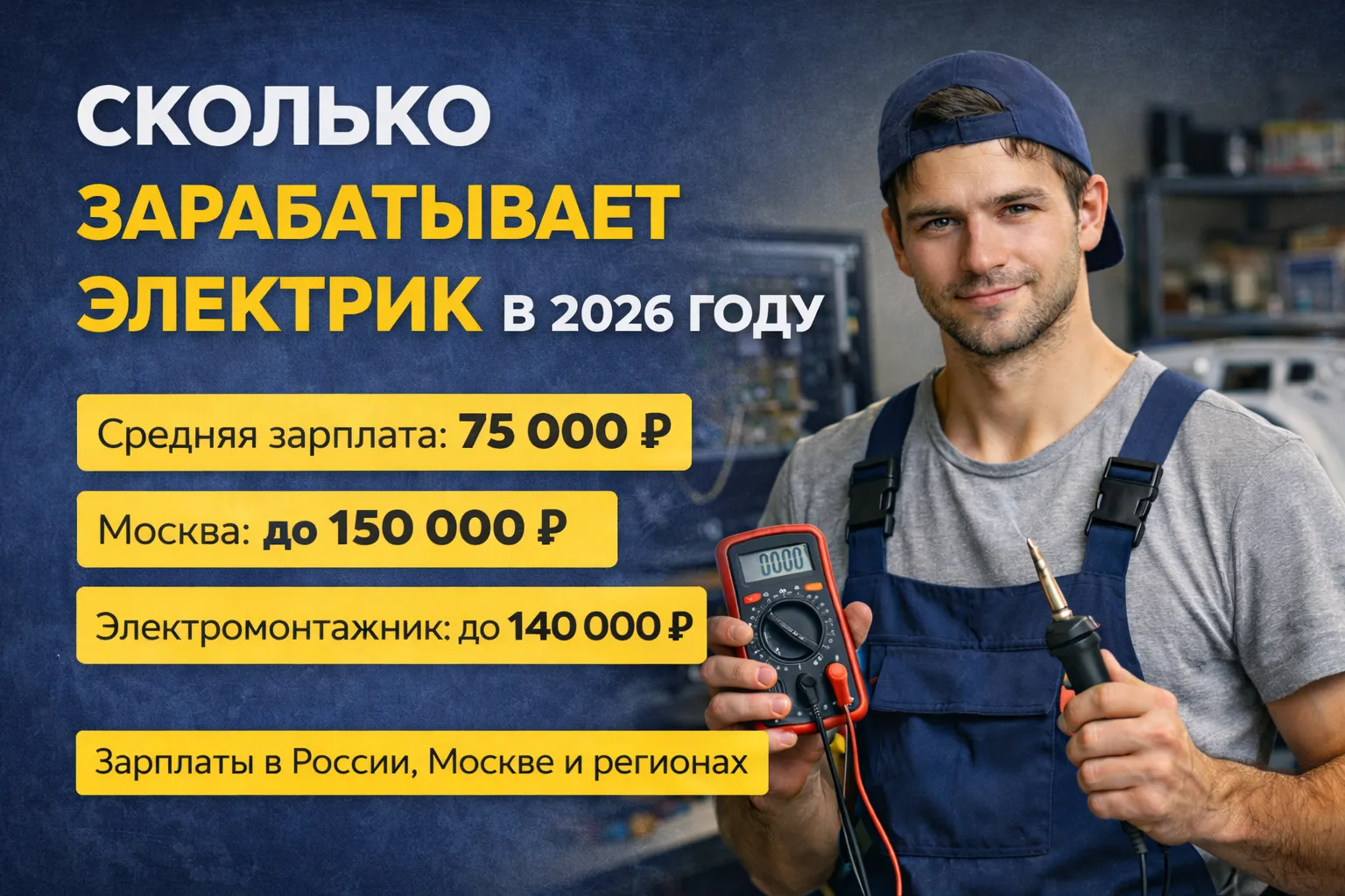 Сколько зарабатывает электрик в 2026 году